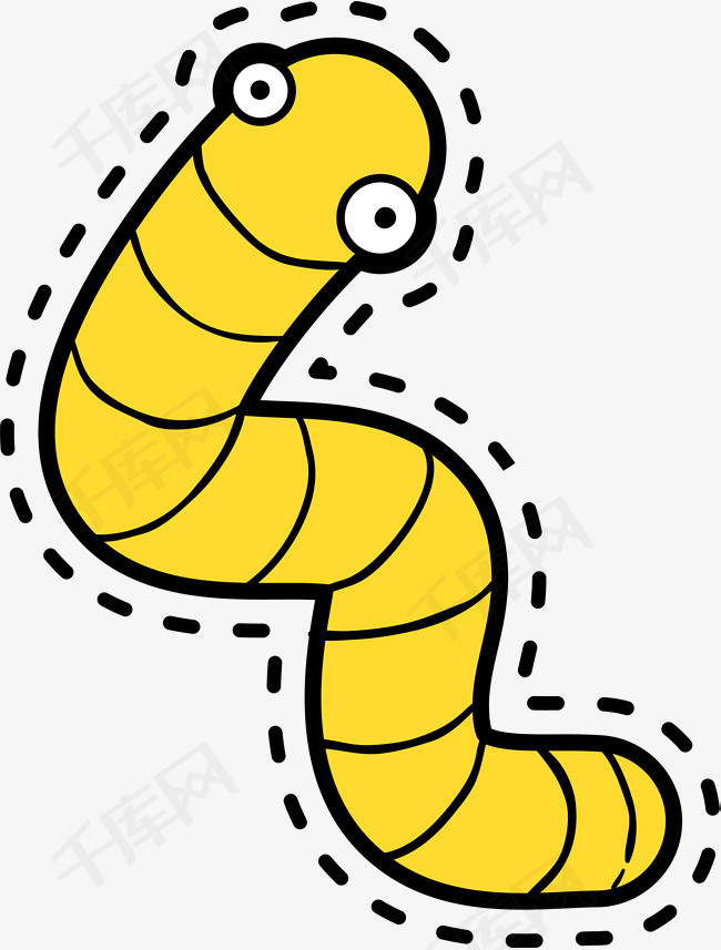 黄色蚯蚓设计素材矢量图案卡通有趣扁平化蚯蚓设计图黄色底纹