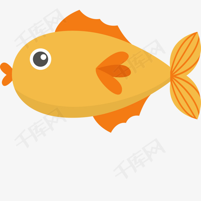 黄色圆弧小鱼元素
