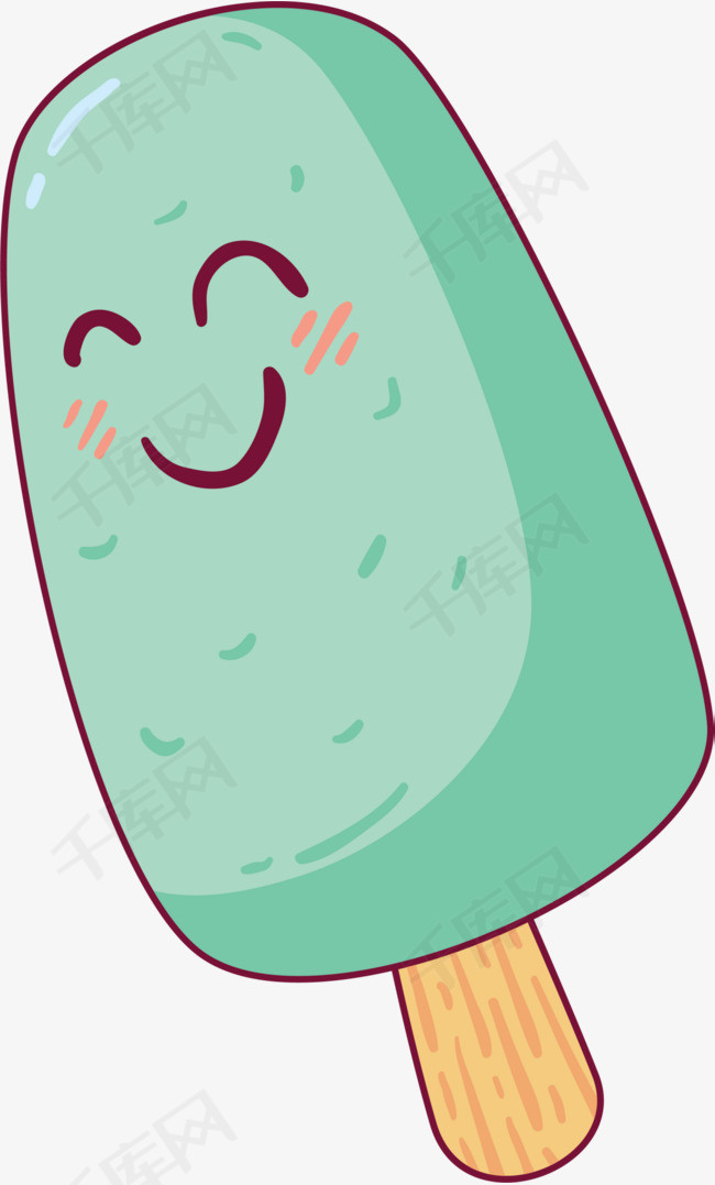 绿色卡通微笑冰条