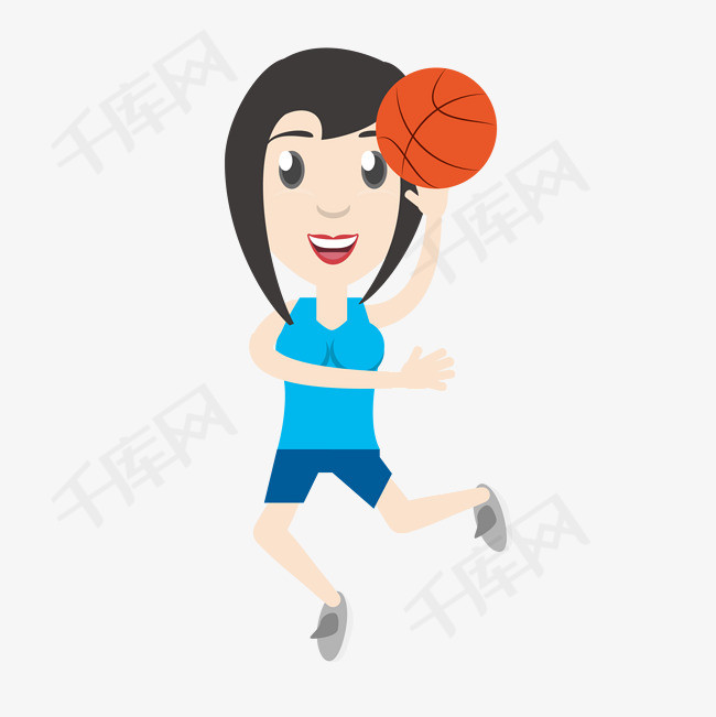卡通正在投篮的女孩免抠图片投篮灌篮卡通卡通投篮篮球篮球女孩