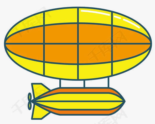 椭圆形矢量浅黄色飞艇飞艇卡通风格飞行工具椭圆形浅黄色卡通