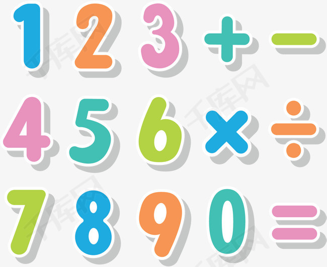 彩色卡通数字符号