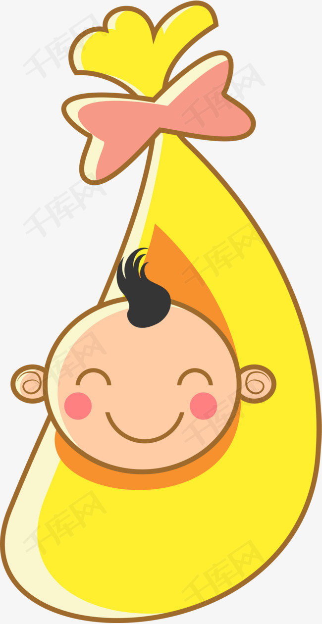 黄色卡通襁褓婴儿
