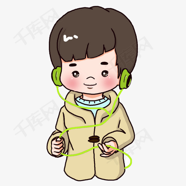 听音乐的男孩png
