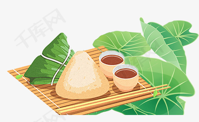 唯美简约粽子美食糯米美食装饰设计