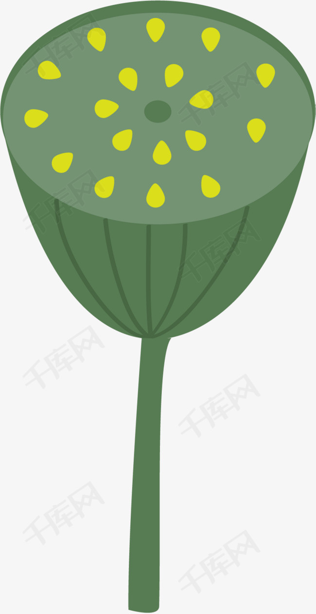 卡通绿色莲子装饰插画