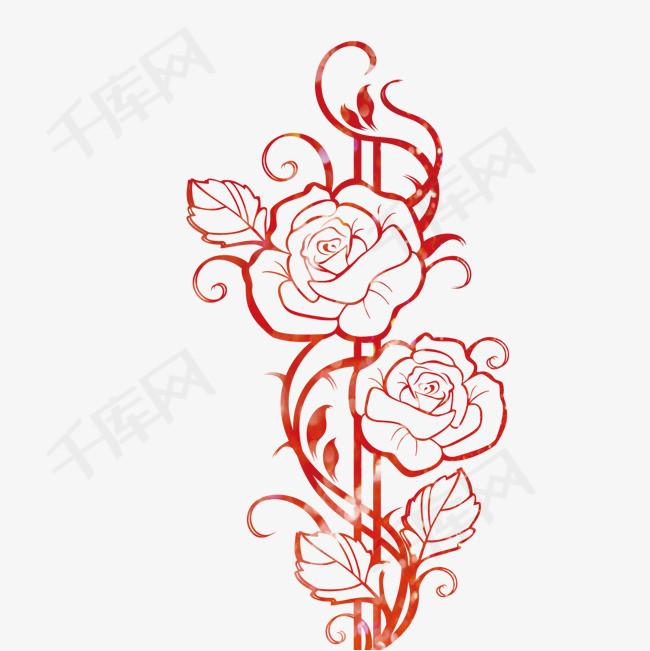 红色玫瑰花装饰设计素材简笔画装饰图案手绘植物玫瑰花简笔画花朵设计