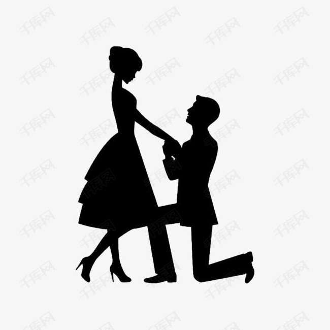 情侣黑色剪影的素材免抠黑色剪影拥抱情侣夫妻恩爱求婚