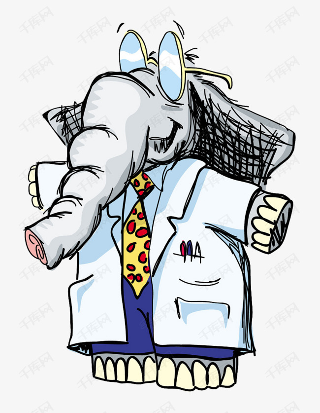 卡通动物医生的素材免抠卡通动物医生大象急诊
