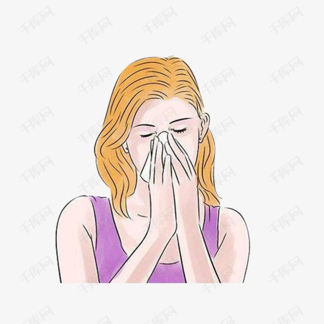 捂鼻子图片的素材免抠卡通人物女人长发捂鼻子