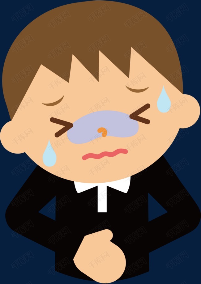 卡通人物肚子疼痛苦表情