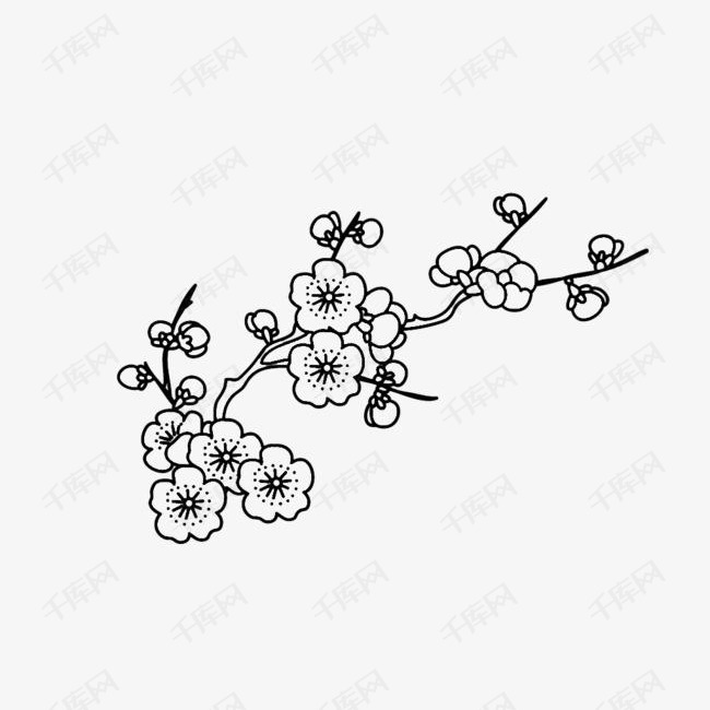 黑色手绘梅花素材图片免费下载_高清png_千库网(图片