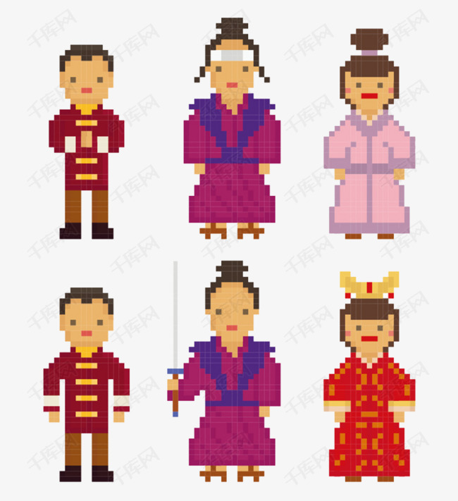 日式像素人物的素材免抠武器剑和服日式卡通手绘