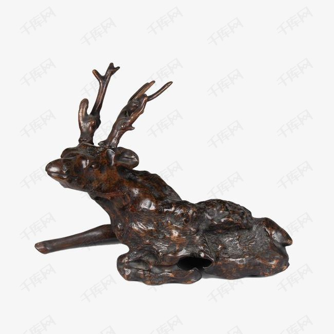 鹿根雕艺术品