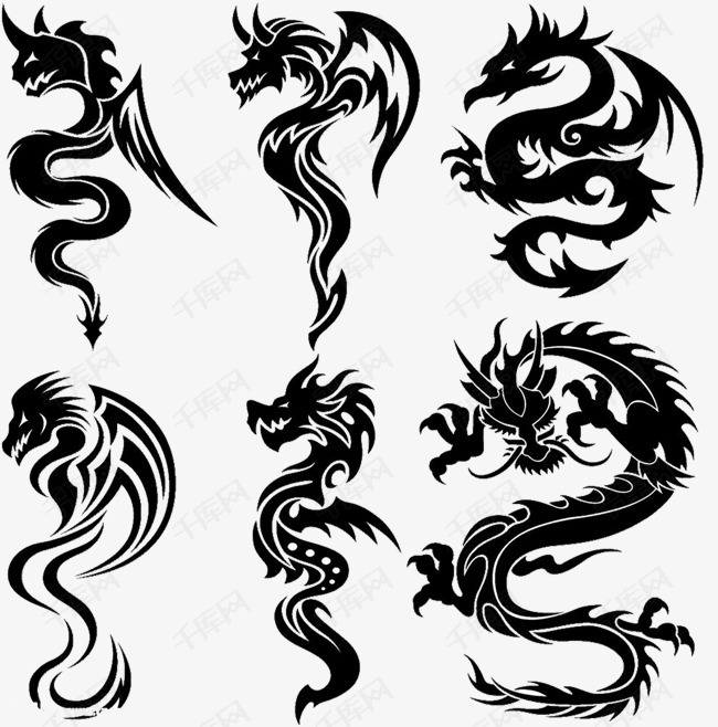 矢量中国龙的素材免抠矢量的中国风中国龙霸气的黑色的简洁的