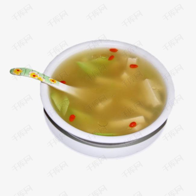 美味豆腐汤的素材免抠豆腐汤勺子美味枸杞油豆腐
