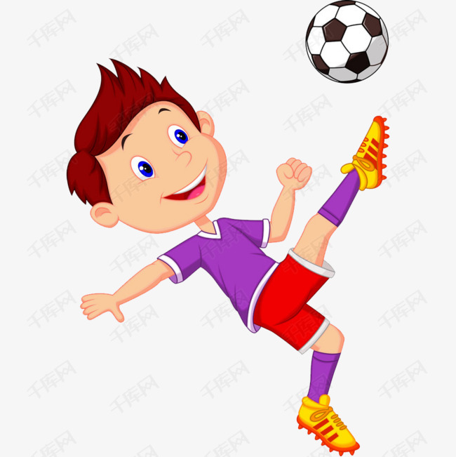 卡通踢足球男孩的素材免抠男孩可爱踢足球运动png