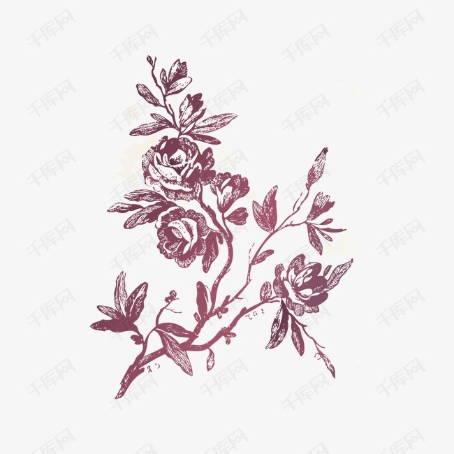 复古花纹手绘花线稿