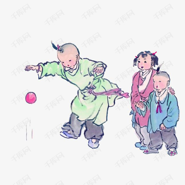 古代儿童玩球