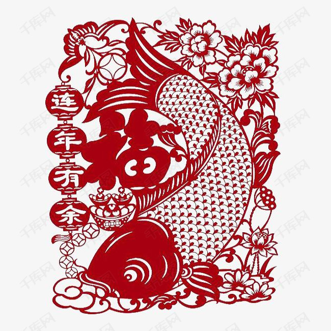 红色剪纸鱼