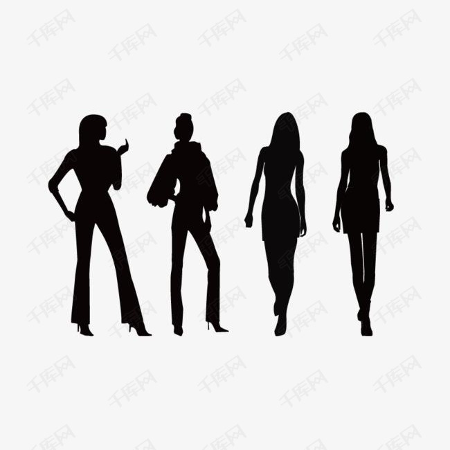 人物剪影的素材免抠剪影人物美女黑色