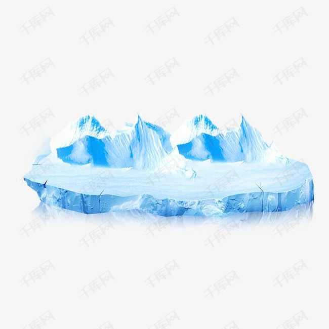 蓝色的冰山的素材免抠手绘卡通冰山png素材