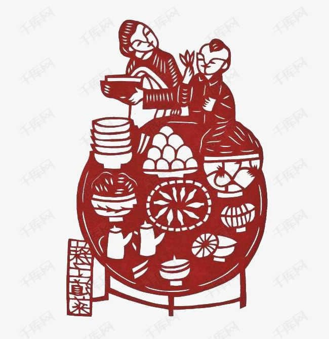 创意陕西八大怪剪纸元素