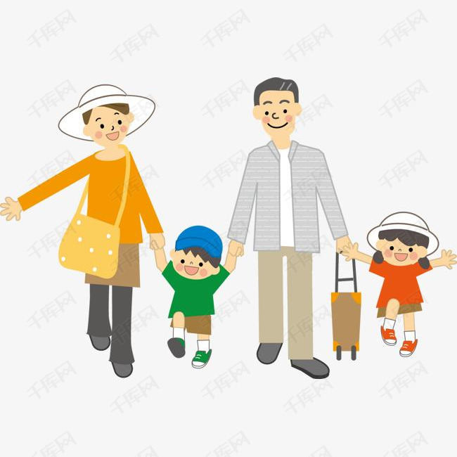 卡通一家人旅游素材图片免费下载_高清png_千库网
