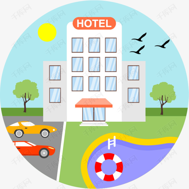 旅馆hotel卡通手绘图