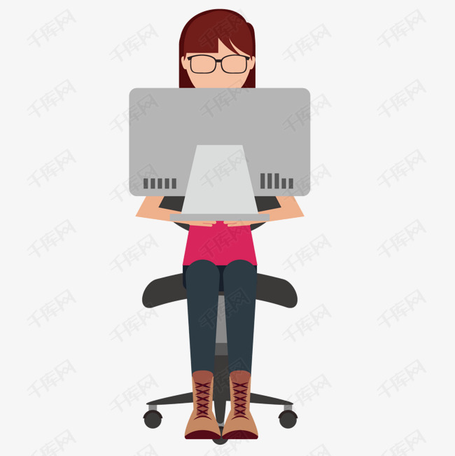 矢量程序猿女生编程