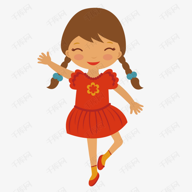 矢量儿童舞蹈红色短裙