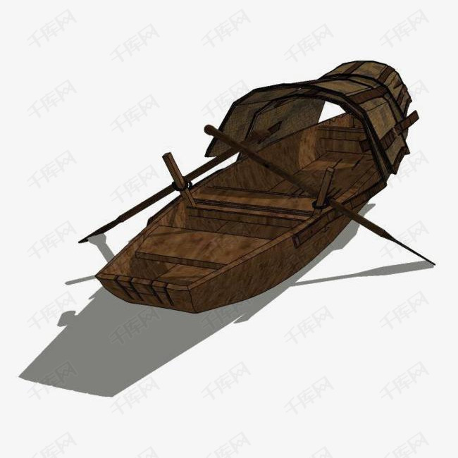 乌篷船手绘图的素材免抠木制交通工具船篷竹篾制造乌篷船