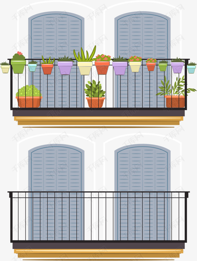 可爱彩色阳台矢量图的素材免抠彩色可爱卡通矢量图