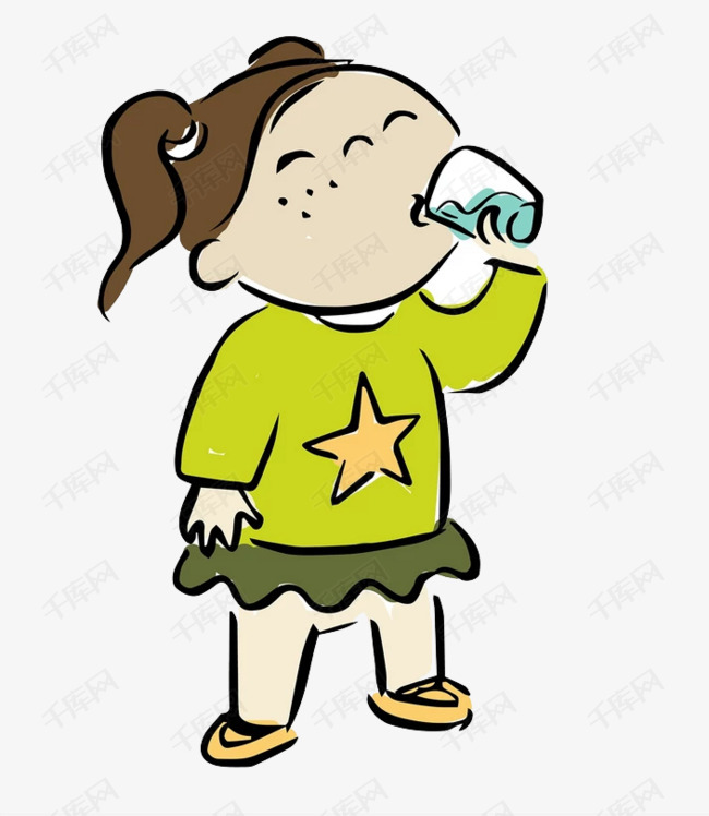 孩子喝水的素材免抠喝水杯子小孩女孩