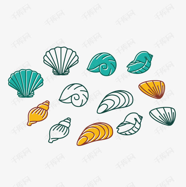 矢量手绘贝壳