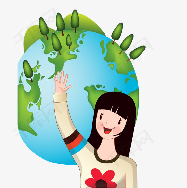卡通保护地球的女孩人物设计
