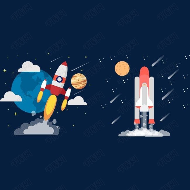 矢量手绘宇宙飞船的素材免抠矢量手绘火箭航天