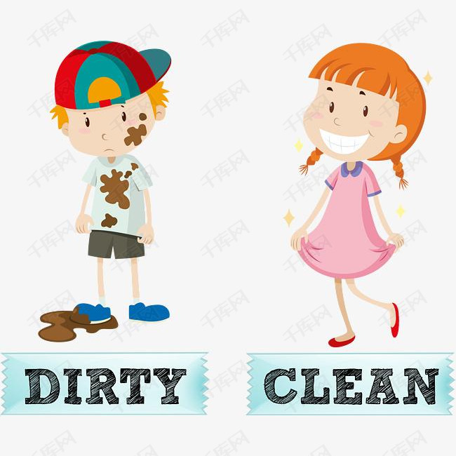 干净污渍对比单词卡素材图片免费下载_高清p