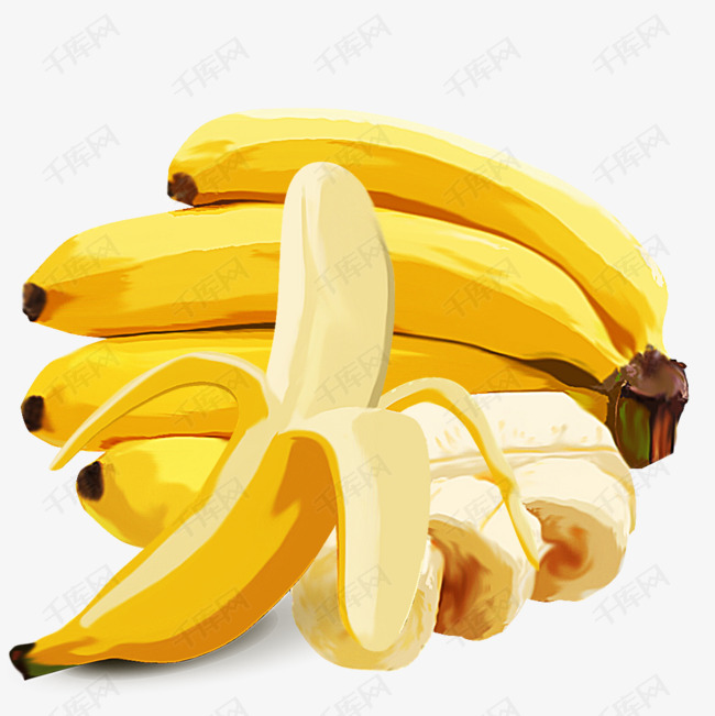 卡通手绘油画香蕉素材图片免费下载_高清png_千库网