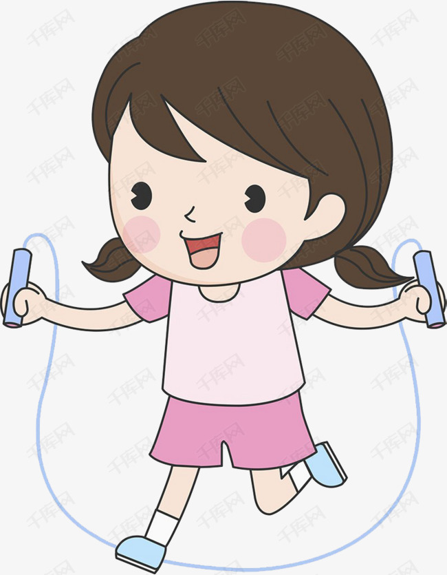 小女孩跳绳的素材免抠卡通手绘跳绳运动跳绳比赛蹦跳跳