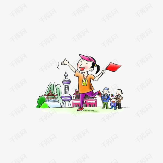 手绘卡通女导游免抠素材的素材免抠手绘手绘人物卡通人物导游旅行
