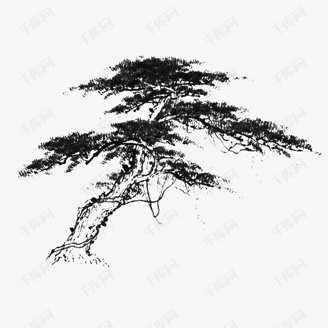 迎客松水墨画