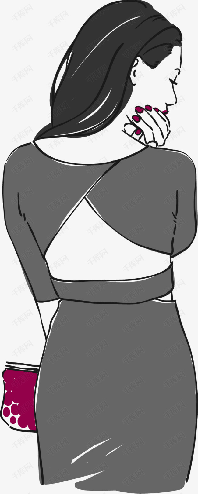 性感背影卡通高清素材图片免费下载_礼服美女电影性感斯嘉丽图片