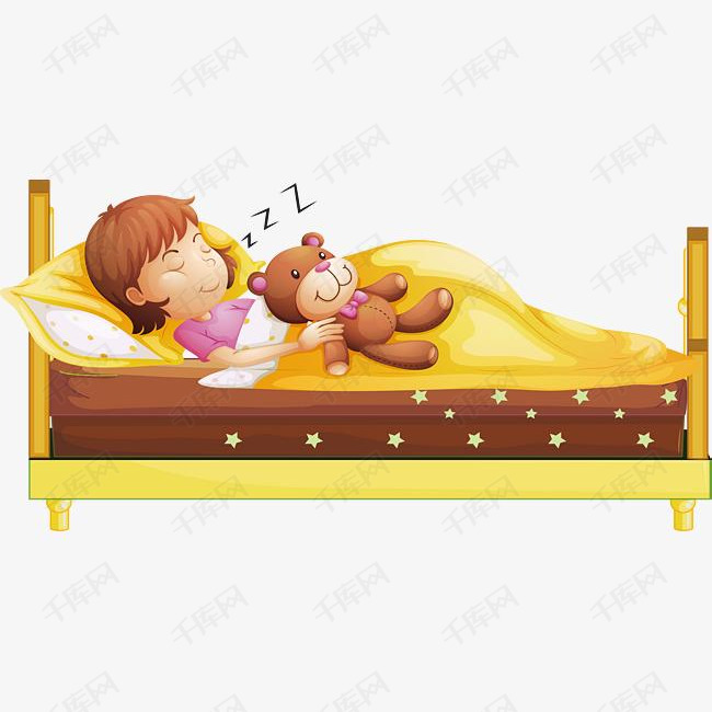 抱着小熊睡觉的女孩的素材免抠矢量素材安稳的睡觉抱小熊睡觉安心黄色