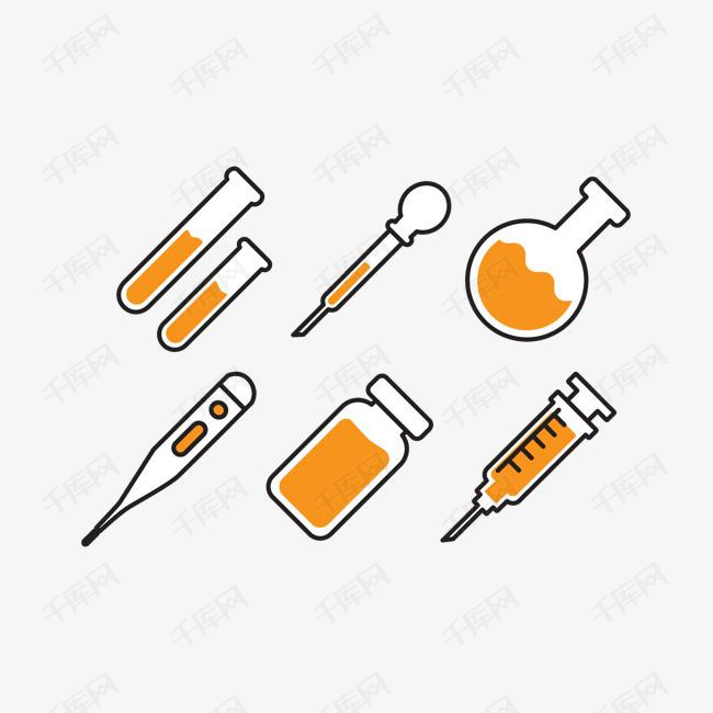 卡通化学器具的素材免抠橙色合集图标ph值化学科学