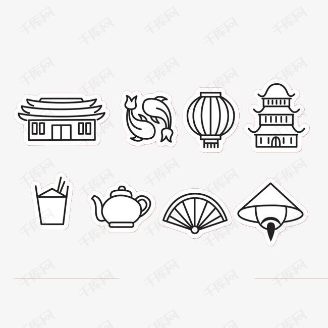 卡通景点寺庙的素材免抠彩色寺庙名胜古迹景点夫子庙文化
