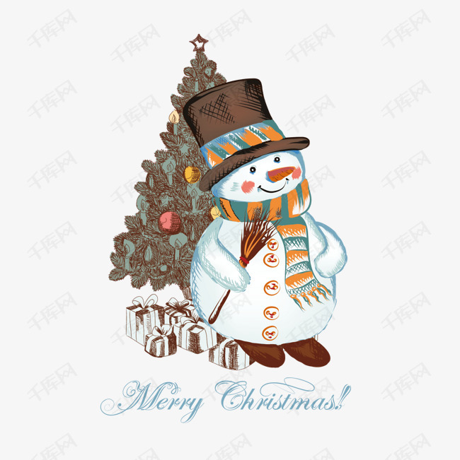 矢量图圣诞树雪人素材图片免费下载_高清节日素材psd