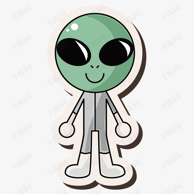 绿色外星人的素材免抠绿色外星人科技大眼睛卡通手绘