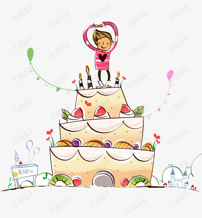 卡通生日蛋糕的素材免抠卡通生日快乐生日蛋糕卡通人物蛋糕蜡烛生日