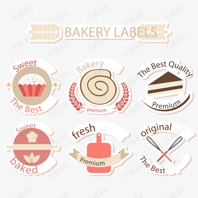 创意烘培食品标签矢量图